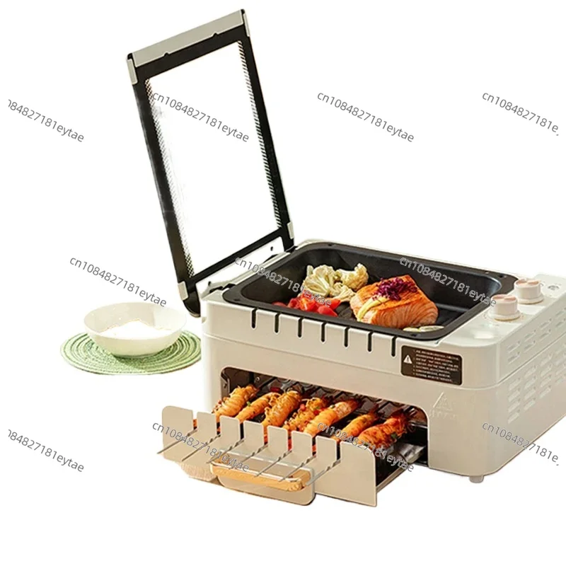 Automatic Rotating Barbecue Pot Integrated Pot Multi Functional Smokeless Electric Barbecue Oven Electric Grill Pan