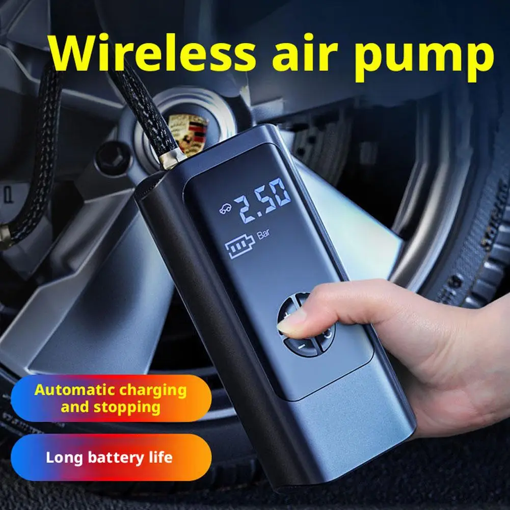 

Портативный автомобильный воздушный насос, автомобильный воздушный компрессор, насос для накачивания шин для автомобилей, мотоциклов, велосипедный электрический насос для накачивания шин с ЖК-дисплеем K5F4