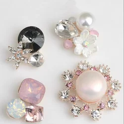 10Pcs Pearl Rhinestone Embellishments Buttons Flatback Decorative For Handicraft Bowknot Flower Decoration DIY Craft Supplies