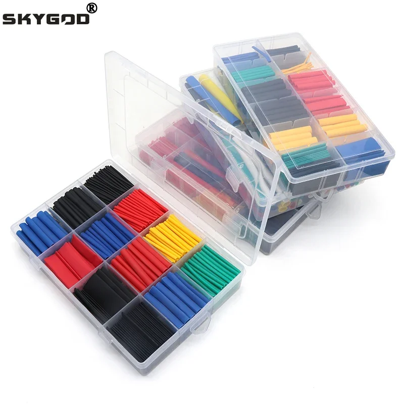 

164~750pcs Boxed Heat Shrink Tube Kit Wire Connect Cover Protection Sleeving 2:1 Shrinkable Wire Shrinking Wrap Tubing