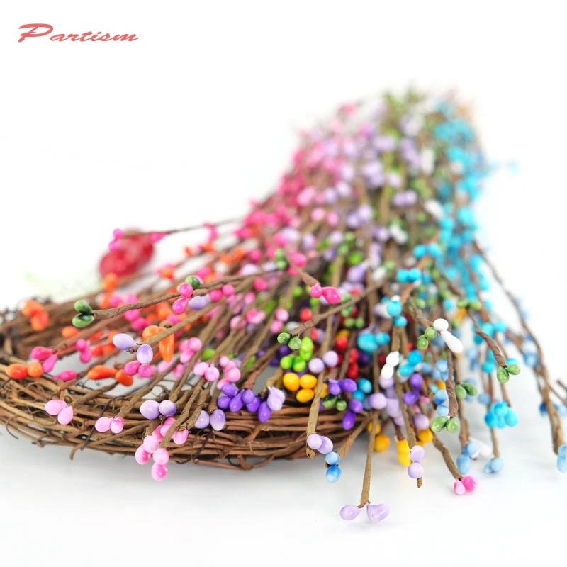 

10pcs 65cm Stamen artificial Beads Branches flower Wreath Branches Flower Iron Wire for Home Wedding Decoration Crafts flowers