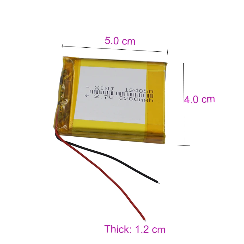 XINJ 3,7 В, 3200 мАч, 11,84 Втч, литиевая батарея Lipo Li 124050   Для GPS DashCam Power Bank электронная книга Bluetooth устройство DVD IPTV планшетный ПК