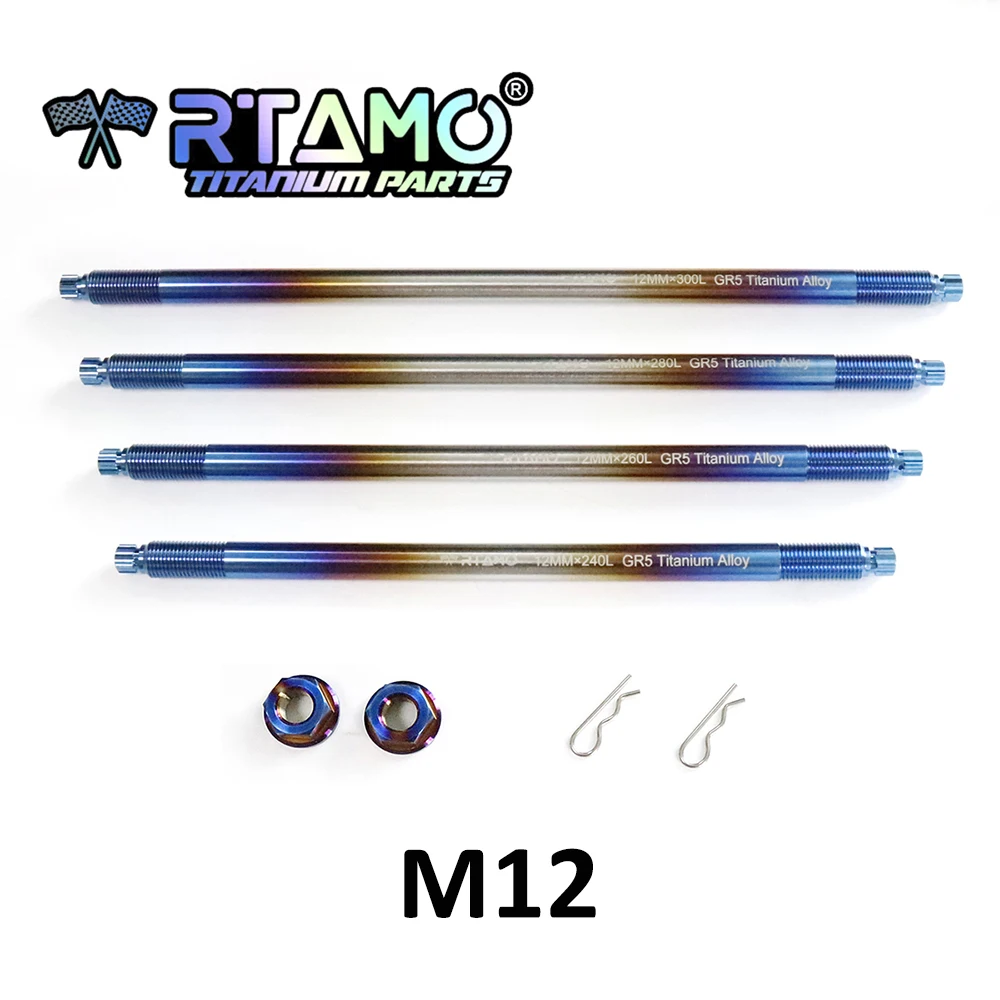 RTAMO Gr5 Titanium Axle M12x246-356 1.25Pitch with Fancy Nut for Motorcycle Front Rear Axle Center Modification