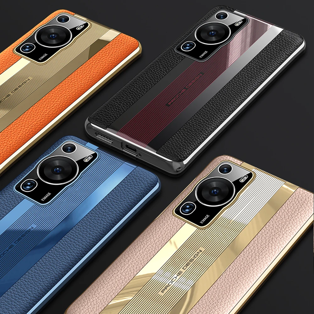 Genuine Plating Leather Case for Huawei P60 Pro Original Luxury 100% Natural leather Protection Hard Cover For P60 Capa
