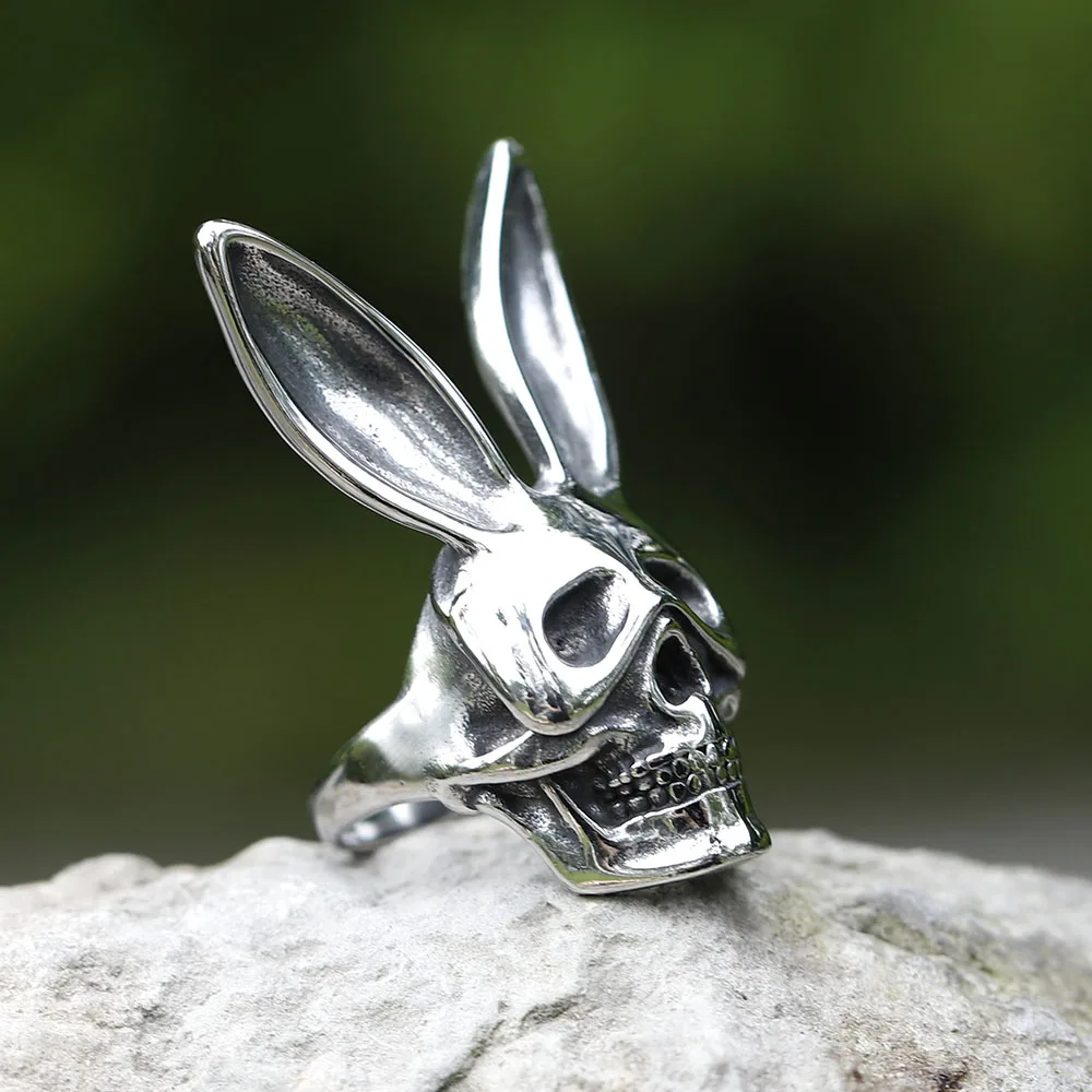 2022 NEW Men's 316L stainless steel rings retro Rabbit Skeleton Gothic ring punk Motorcycl Jewelry Gifts free shipping