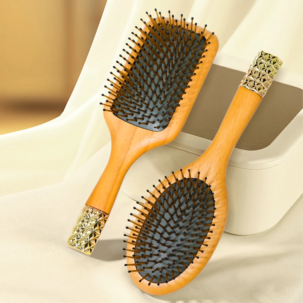 

1PC Luxurious Wooden Air Cushion Hair Brush Paddle Hairbrush Detangling Comb for Hair Massage Scalp Brush with Box For Gifting