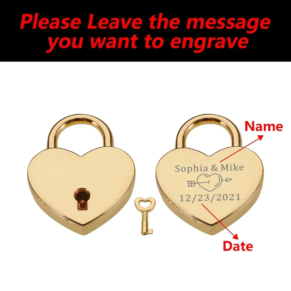 Customized Name Padlock Key Valentine's Day Love Lock Personalized Date Couple Keychain Key and Lock Fashion Jewelry Couple Gift