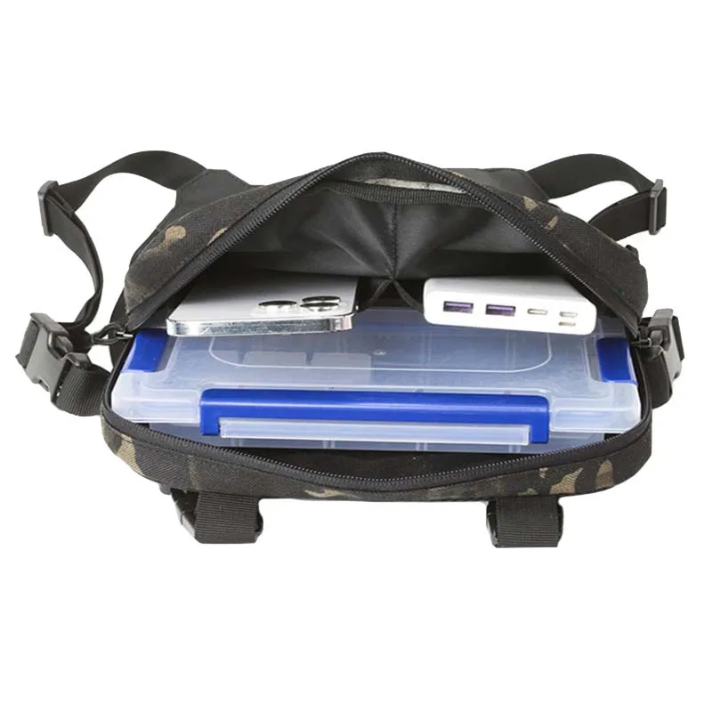 حقيبة صدر تكتيكية للرجال، سترة صيد وتخييم متعددة الوظائف، معدات متينة للمشي لمسافات طويلة في الهواء الطلق، معدات عمل أساسية #6