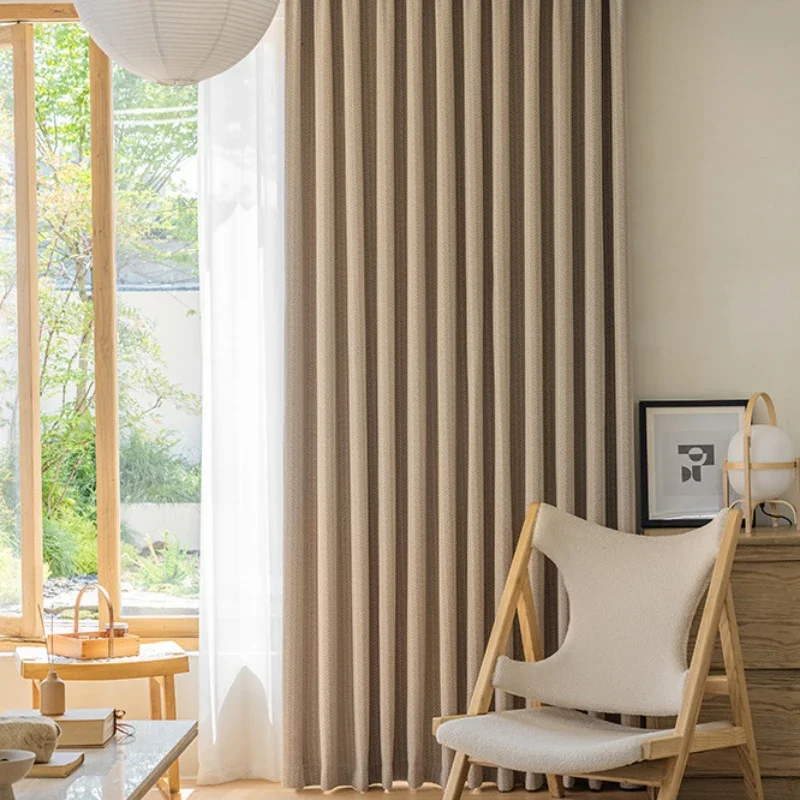 

Bedroom Full Blackout Curtains Large Area Living Room Sunscreen Curtain Minimalist Balcony Bay Window Drapes High-shading 90%