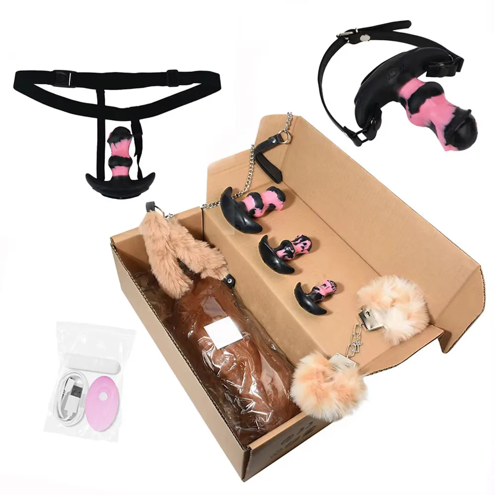 FAAK Silicone Wearable Butt Plug with Large Tail Strapon Anal Plug size S M L Wireless Control Vibrator BDSM Flirting Sex Toys