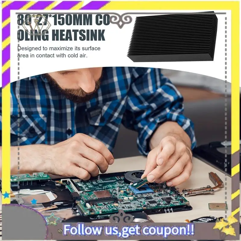

New Durable Silver Aluminium Radiating Fin Cooling Heatsink 80X27X150MM For LED Power Transistor Electrical Radiator Chip