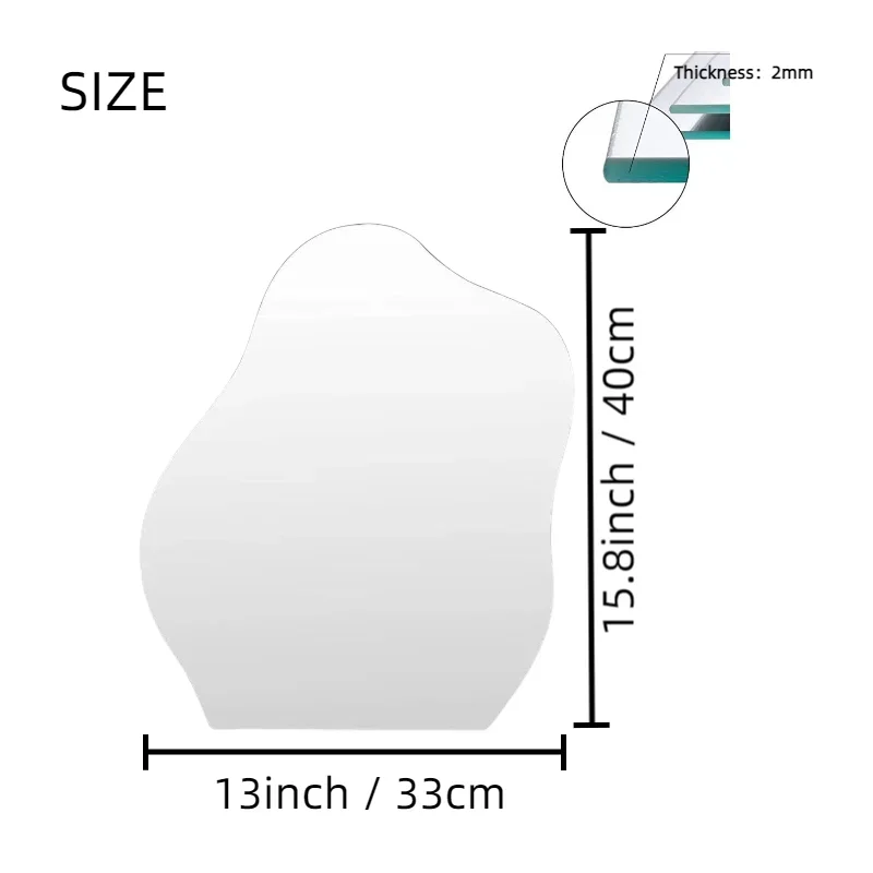 13x15.8 cala nieregularne lustro akrylowe do łazienki nietłukące się kształt chmury naklejki na lustro ścienne nie szklane lustro wystrój salonu