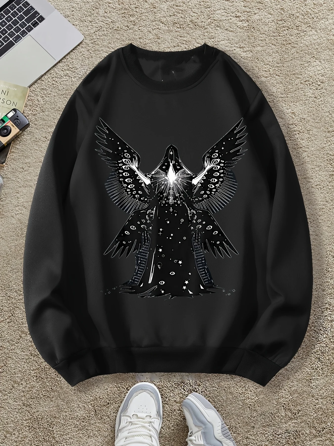 

Gothic Print Autumn and Winter Men's and Women's Long Sleeved Sportswear Sweatshirt Casual Loose Outdoor Street Sports