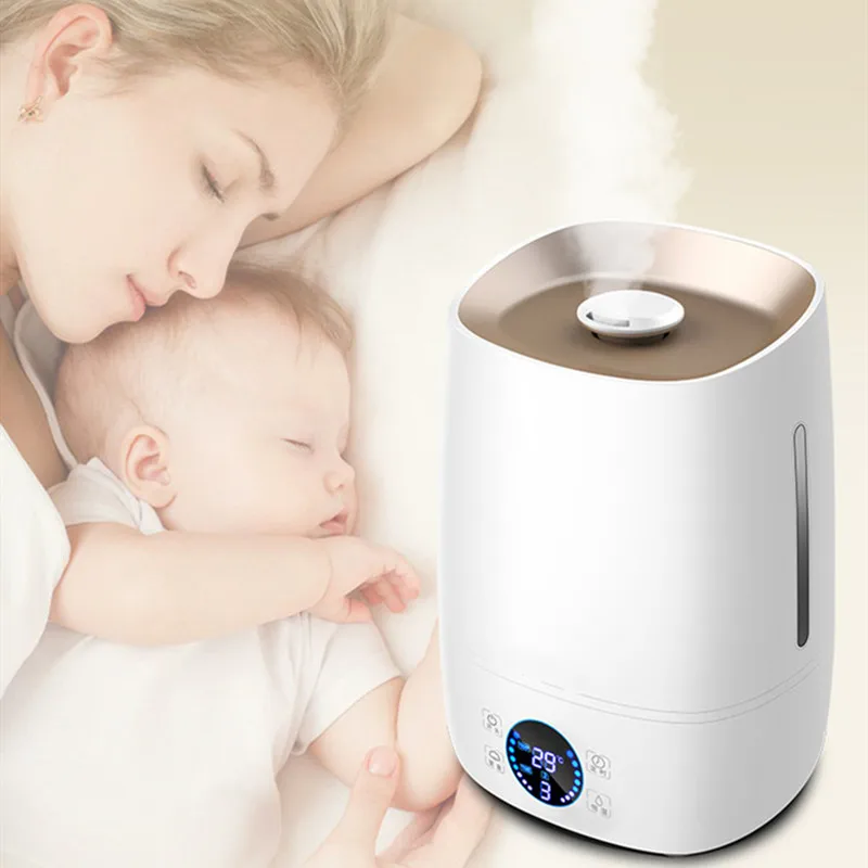 Humidificateur d'air domestique silencieux pour chambre à coucher, machine d'aromathérapie pour bébé enceinte, petit vaporisateur de grande capacité, 4L