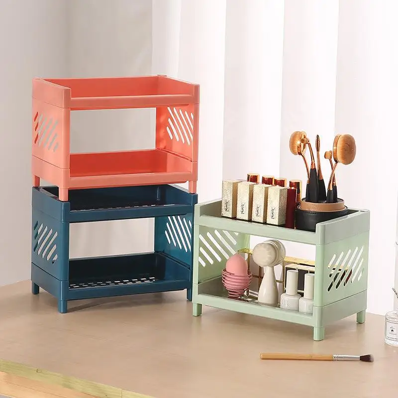 Multifunctional Desk Organizing Rack Double-Layer Sundries Organizer Bedroom Cosmetics Storage Rack Dormitory Stationery Rack