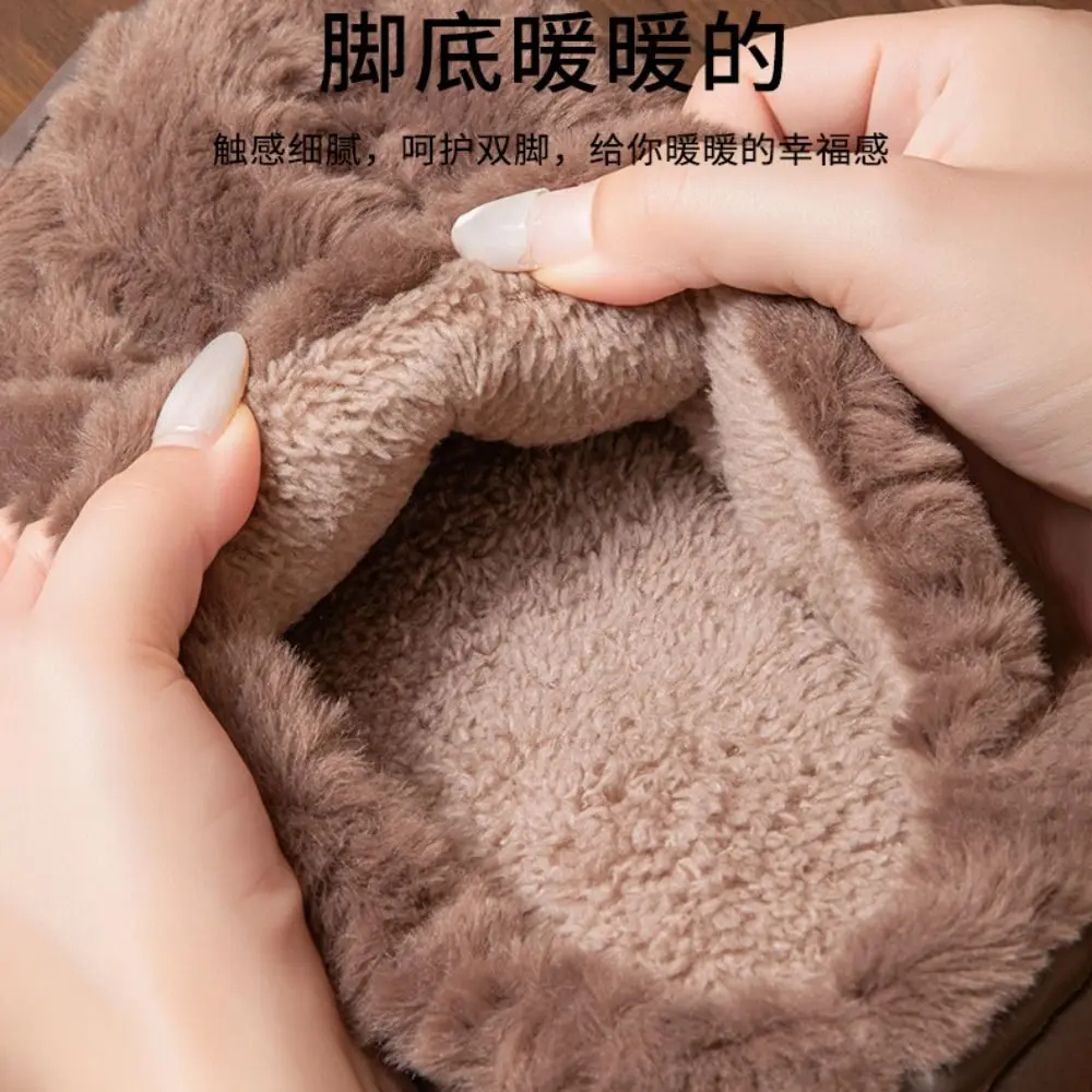 Comfortable Furry Slippers Keep Warm Non-slip House Slides Cotton Cotton Shoes Winter