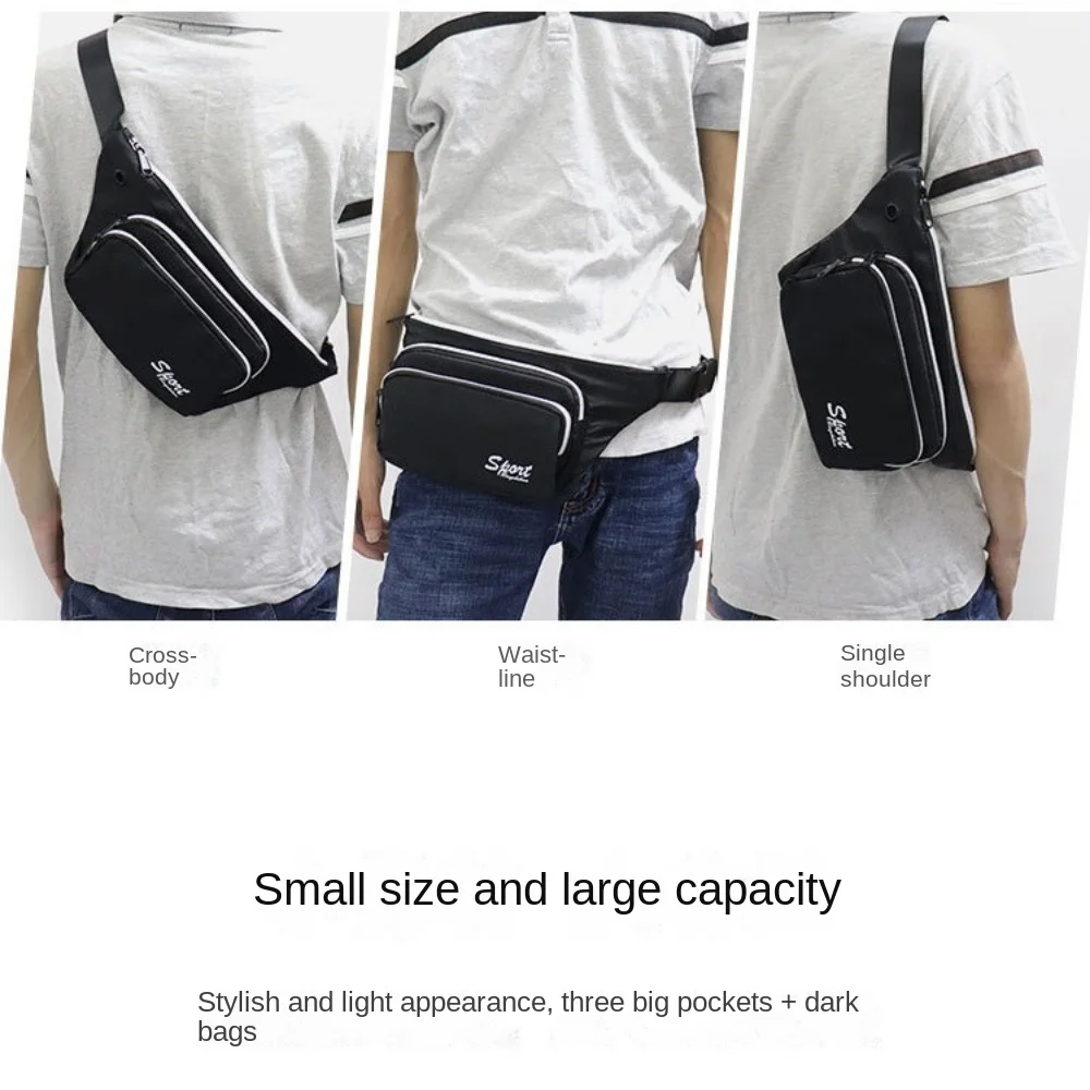 

Fashion Oxford Men Waist Bag Large Capacity Lightweight Waist Packs with Headphone Jack Adjustable Chest Pack Running