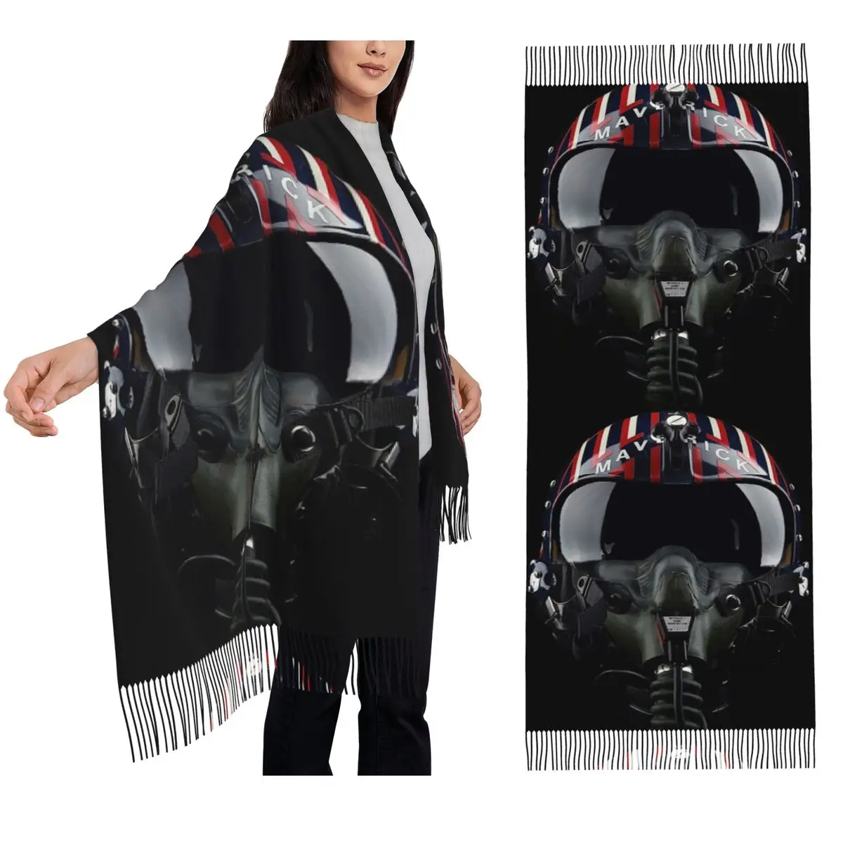 

Steampunk Pilot Air Fighter Helmet Scarf Tassel Scarves Women Soft Warm Shawls and Wraps Long Fall Winter Shawl Wrap