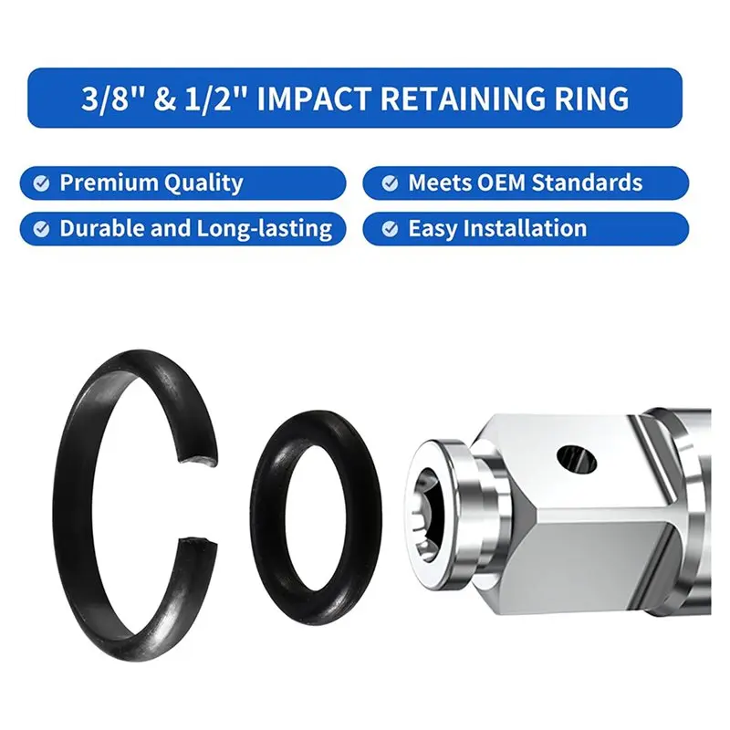 2026 New 10 Set 1/2Inch And 3/8Inch Impact Retaining Ring Clip With O-Ring For Milwaukee Electric Or Pneumatic Impact Wrenches