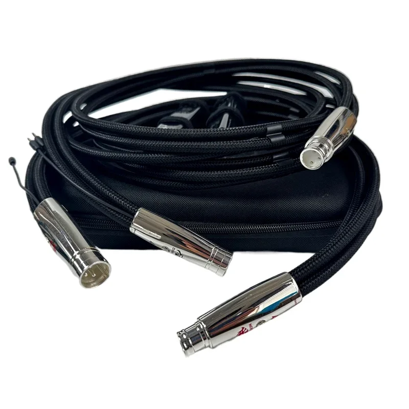 Dragon XLR Cable Pure Silver Solid Conductor Balanced Cable 2Male Plug To 2Female Plug HiFi Amplifier XLR Balanced Cable