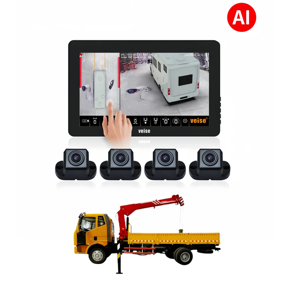 

1080P 6CH 360 Bird View Camera System AI Support Remote Vehicle Management For Construction Machinery Truck Loader Crane