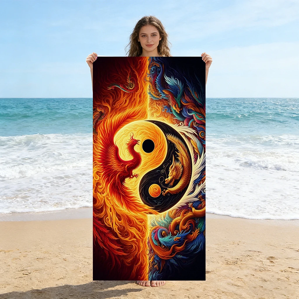 1pc Traditional Chinese-style Tai Chi Beach Towel Quick-dryi