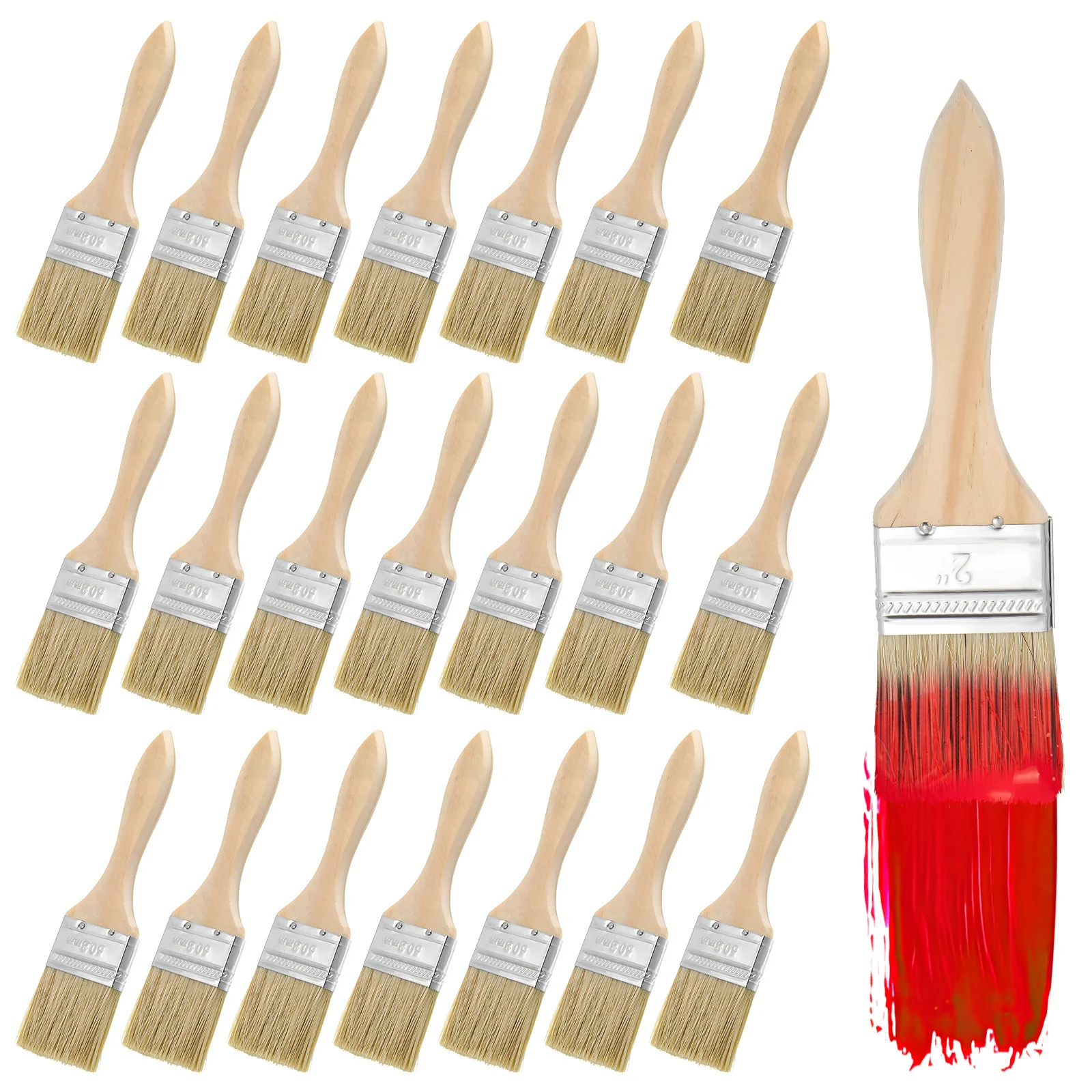 

30Pcs Thick Wooden Handle Flat Paint Brush Set Deck Stain Brush for Walls Furniture Wood Coating Paint Brushes for Walls