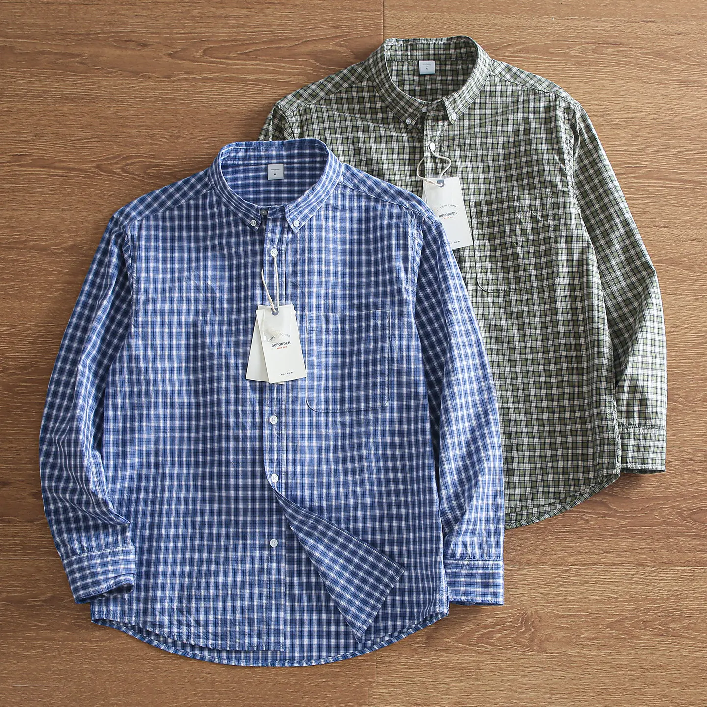 

Spring Men's Classic Plaid Long Sve Cotton irt Comfortable Breathable Waed Casual Turn-down Collar Commute Faionable