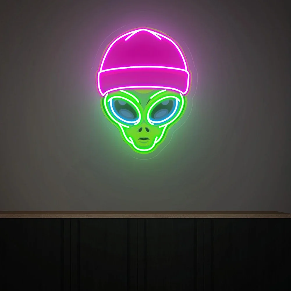 Cartoon Anime Led Neon UFO Alien Light Sign Handmade Bedroom Kids Room Decor Game Room Wall Decor Neon Light Personalized Gifts