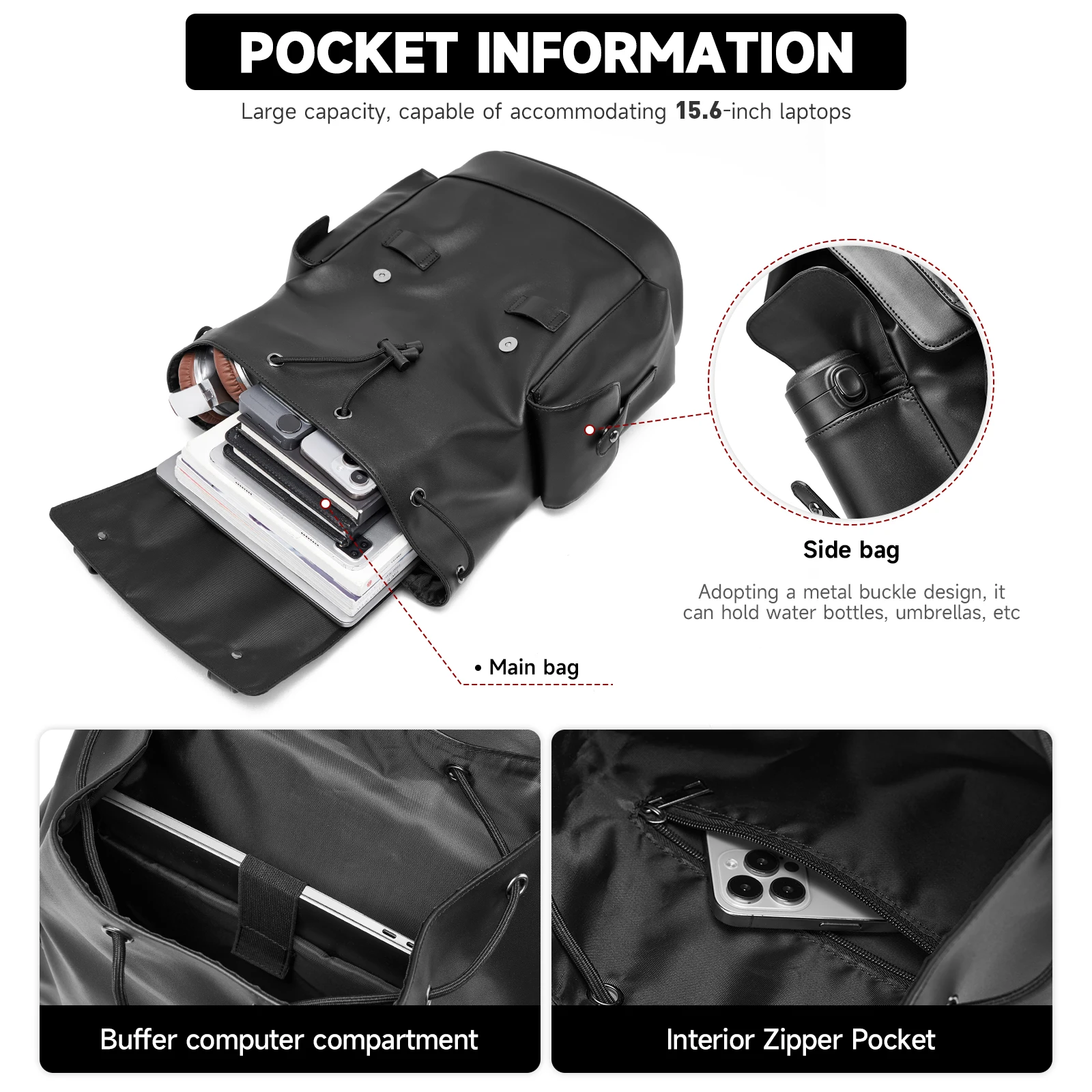 MOYYI Premium PVC Leather Backpack for Men Large Capacity Waterproof Durable Laptop Bag Anti-Theft Design For Business Travel