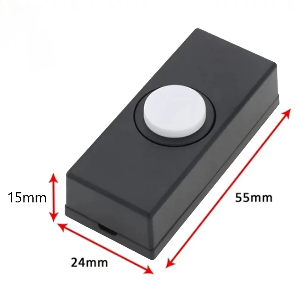 1pc Doorbell Push Button ABS Wired Connection Convenient Plastic Hard Wiring Black Door Bell Chime Bell Push Press Button Tools