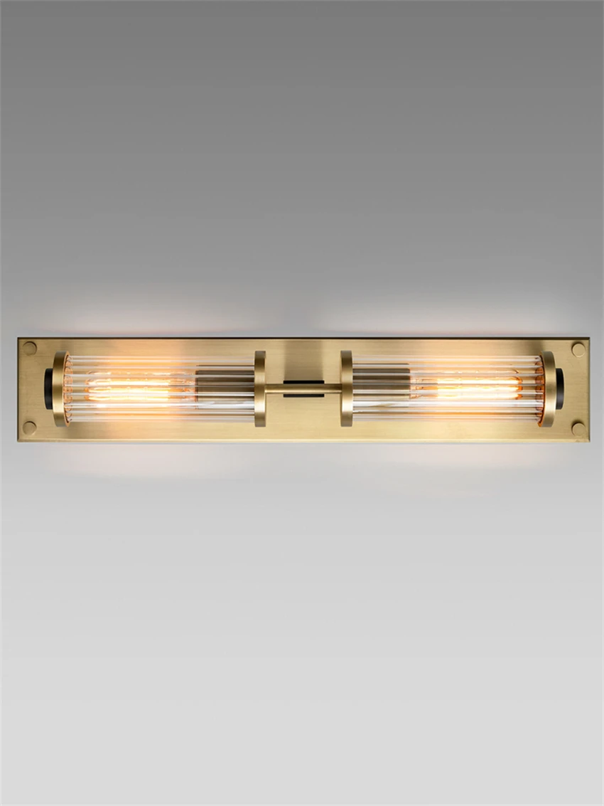 copper glass wall lamps American modern living room dining room bedroom bedside lamp mirror front aisle bathroom sconces lights image 3