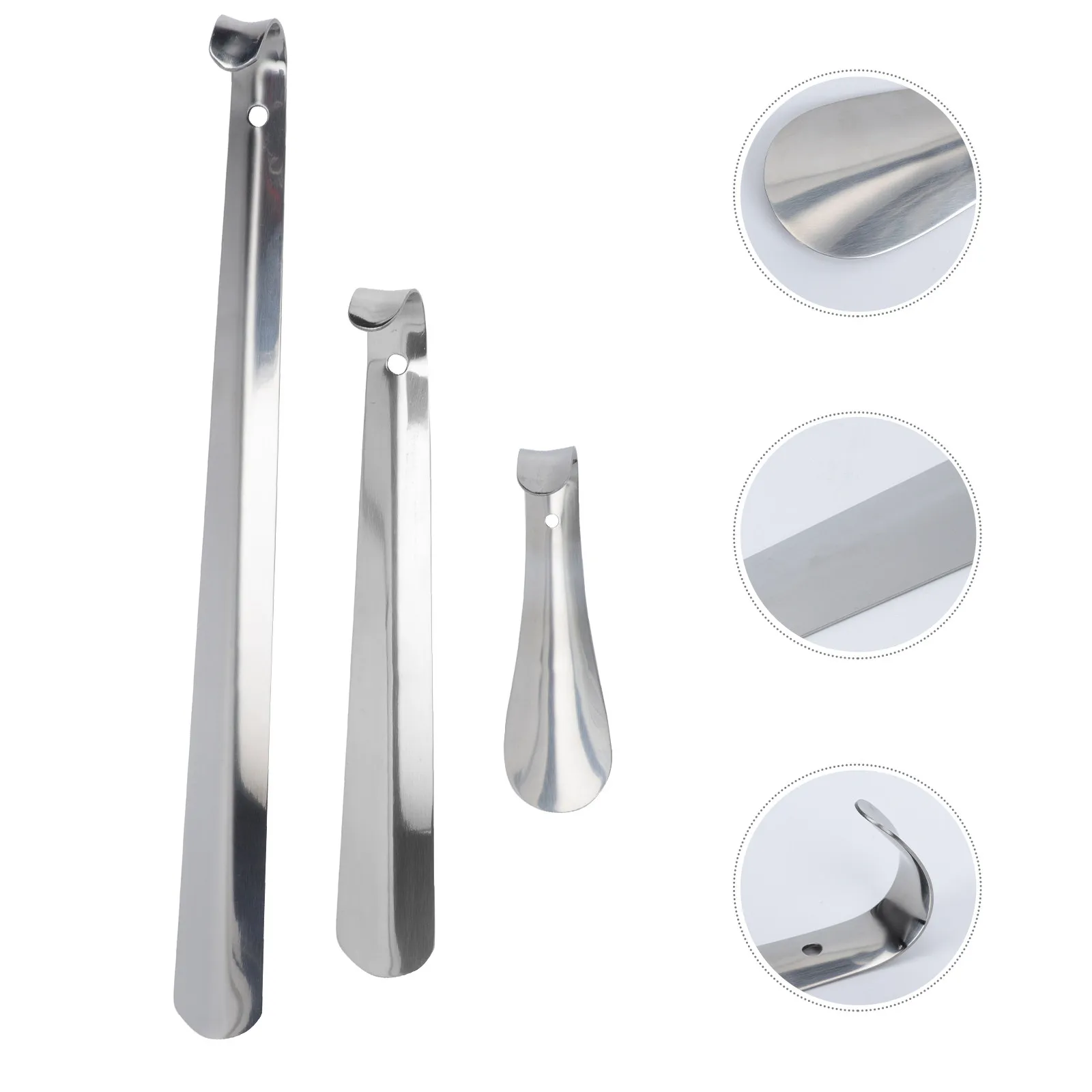

1Set Stainless Steel Shoehorn Set 3 Sizes Elderly Shoe Lifter Tool for Casual Sports Shoes Anti-Rust Professional Shoe