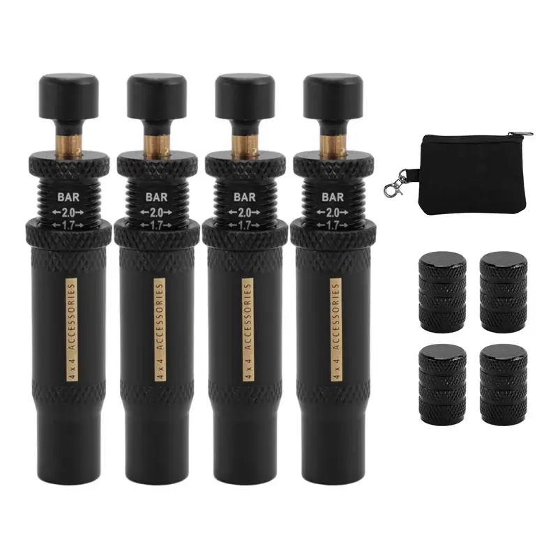 AS94-Adjustable Auto-Stop Tire-Deflator Valve Kit (10-30 PSI) 4 PCS Screw-On Tyre Air Down Tool For Vehicles Motorcycle