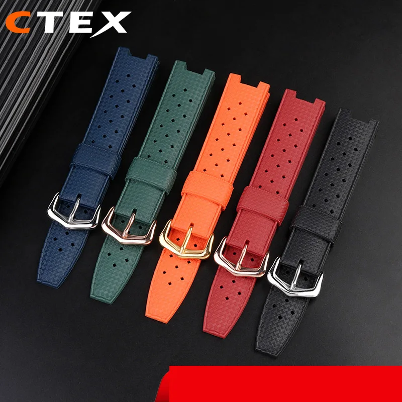 Concave interface rubber strap 20 22mm for Cartier Pasha notch watch band bracelet male Waterproof and Sweatproof accessories