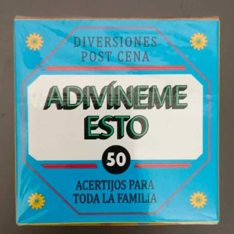 

Настольная игра Adivineme Esto (2x2 дюйма, испанская версия) с 50 загадками: веселая игра-угадайка для всей семьи после ужина