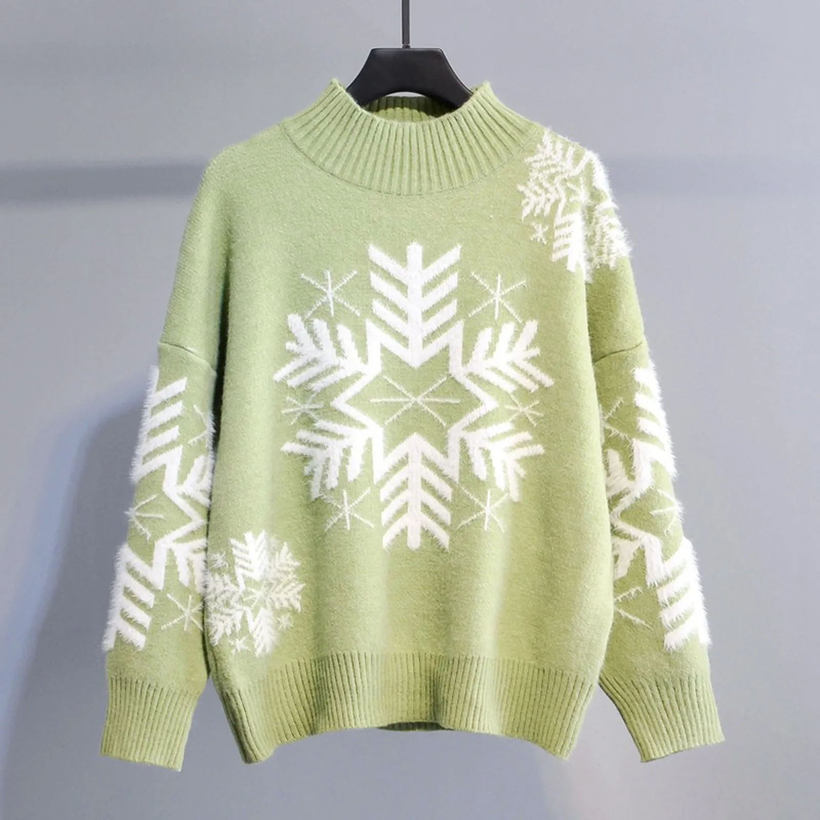 2024 Autumn Winter Red Knitted O Neck Pullovers New Year Clothes New In Snowflake Gold Thread Elk Christmas Sweater Women