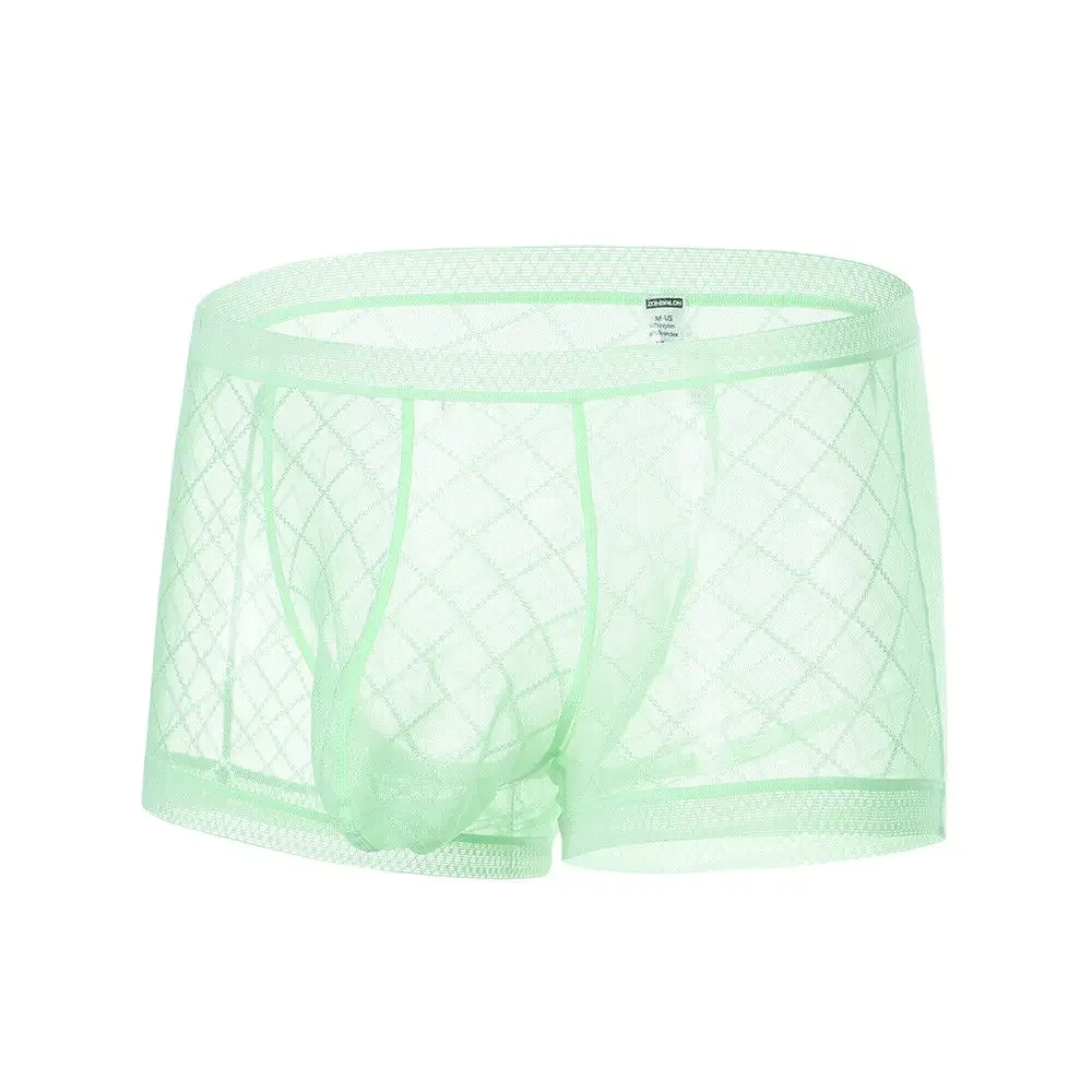 Jinshi Men's Sexy Underwear Briefs See Through Sheer Mesh Boxer Briefs with Pouch