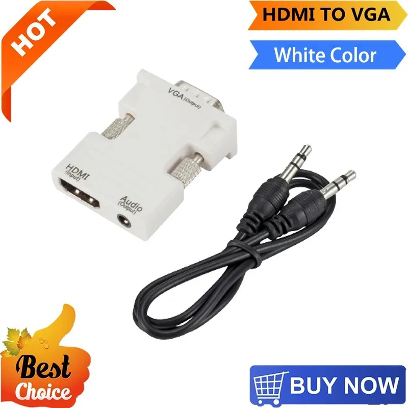 MnWuu-متوافق مع محول VGA ، أنثى إلى ذكر ، رقمي إلى أنالوج ، 1080P ، HDMI إلى VGA ، صوت ، محول فيديو لجهاز عرض تلفزيوني