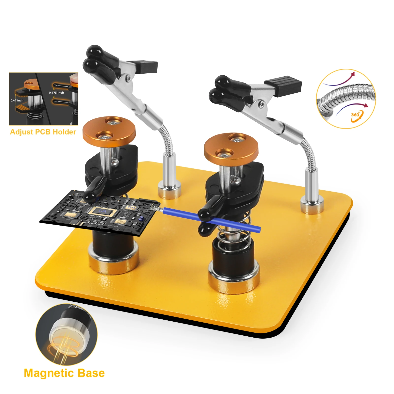 Station de soudage magnétique pour mains d'aide, avec support de PCB réglable, bras flexibles en métal, outil de troisième main pour la réparation électronique