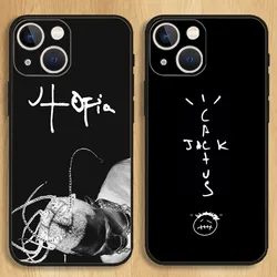 Rapper Travis Scott telefoonhoesje voor iPhone15,14,13,12,11,Pro,Max,Plus,Mini,X,XS,XR,8,7,6,S,Plus,SE zacht zwart hoesje