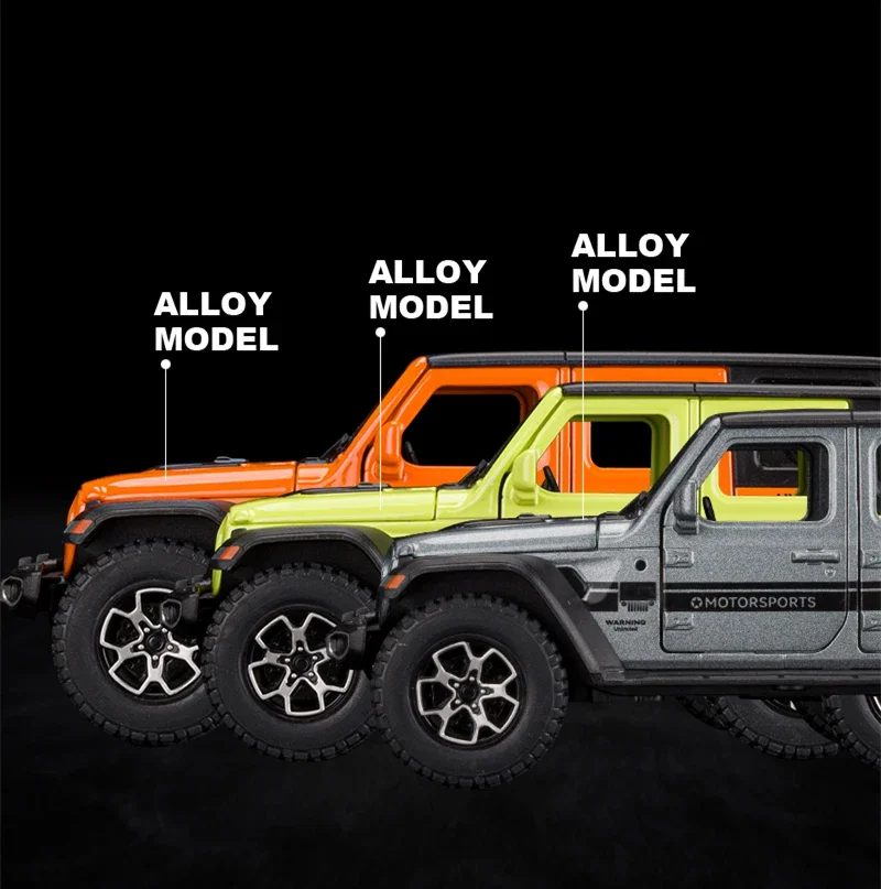 Wrangler Rubicon Diecast Car Model for Kids, Metal Off-Road, Rib Back Car, Simulation, Sound Light Toy, Gift Vehicles, Alloy, 1:32