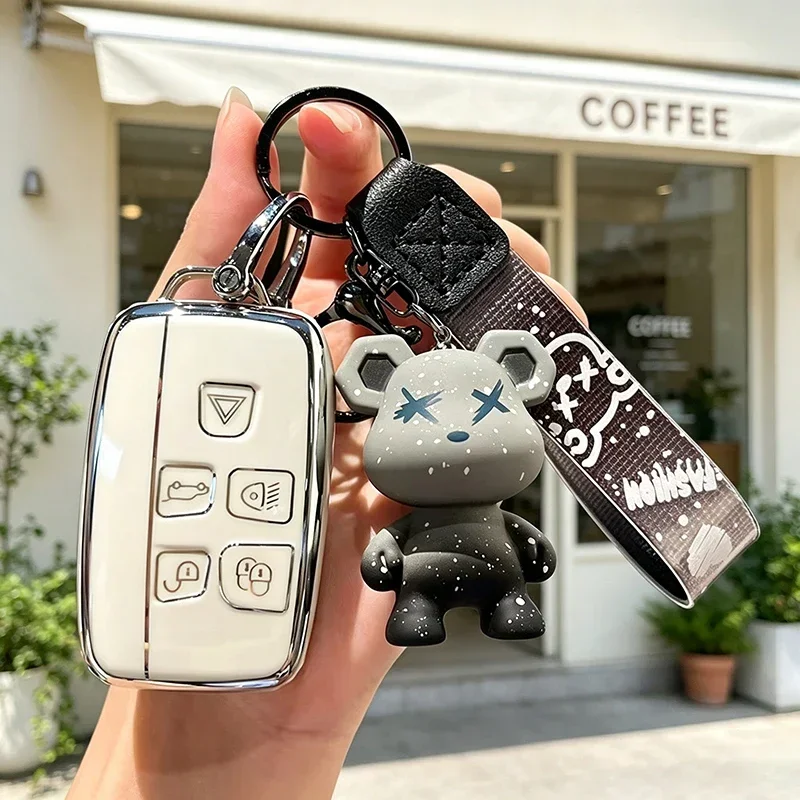 TPU Car Key Case Cover Fob Shell for Land Rover Range Rover Evoque Sport Freelander Discovery Velar for Jaguar XE XF XJ Keychain