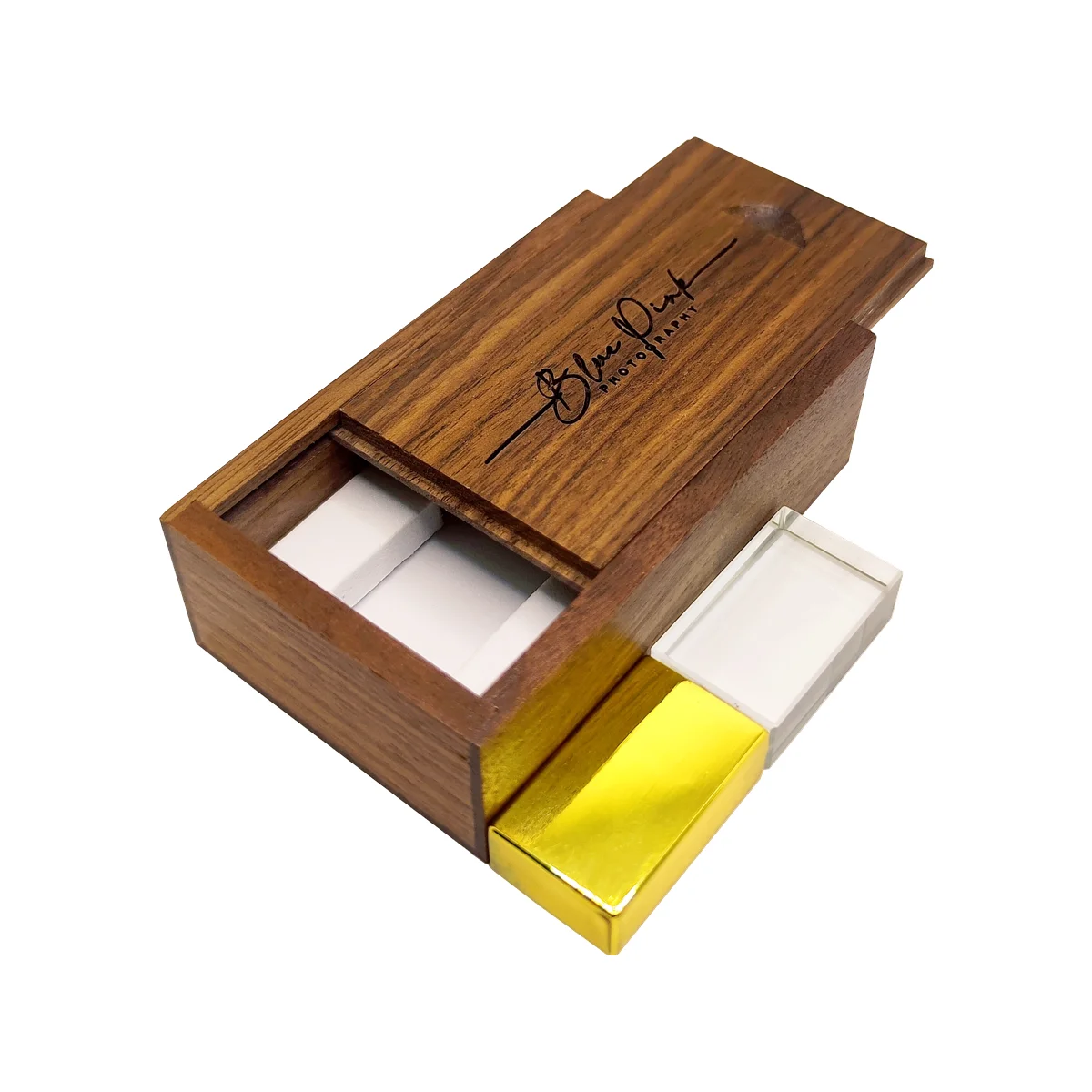 커스텀 스튜디오 로고 컬러 메탈 크리스탈 USB2.0 플래시 드라이브 4GB 8GB 32GB 64GB 2023 GB 스틱 및 월넛 박스, 128 신제품 무료