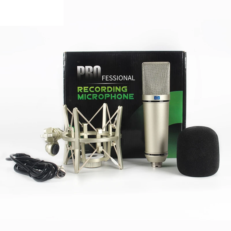 High Quality 26mm Diaphragm XLR Professional Recording 87 Condenser Microphone with Shock-proof frame and Windproof sponge cover