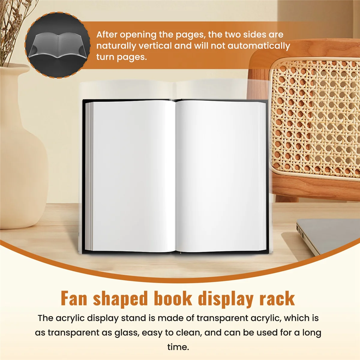 A62X Book Shaped Stand Acrylic Transparent Book Display Shelf Home Art Decoration Desktop Magazines Recipe Storage Shelf