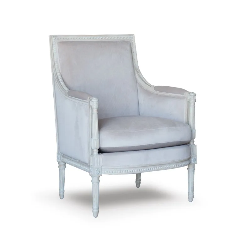 

Solid wood sofa chair, retro and old living room single sofa, carved single chair