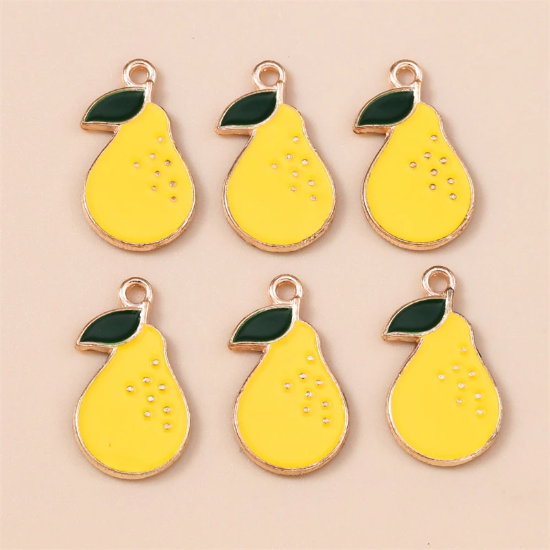 20 Stück 12X21mm Niedliche Emaille-Obst-Birnen-Anhänger für die Herstellung von Ohrhängern, Halsketten, Armbändern, DIY-Handwerk und Schmuckzubehör – Detail 2