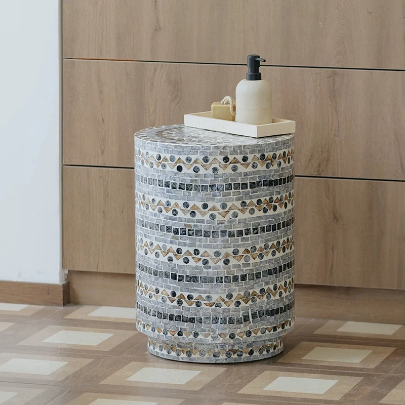 Creative Shell Tea Table,Cylindrical Coffee Table,Living Room Side Table,Round Nightstand,Home Decor Storage Desk,Art Furniture
