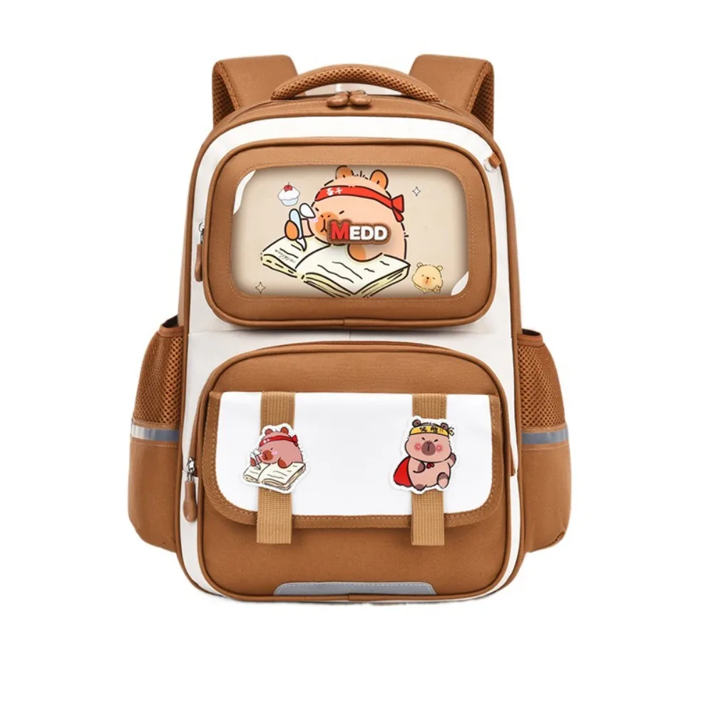 Large Capacity Capybara School Bag Spine Protection Reflective Strip Children Stationery Breathable Waterproof Students Backpack
